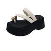 Fashion metal cover, toe thick-soled cool slippers for women in the summer of 2025, new models for small people to increase their height and wear beac