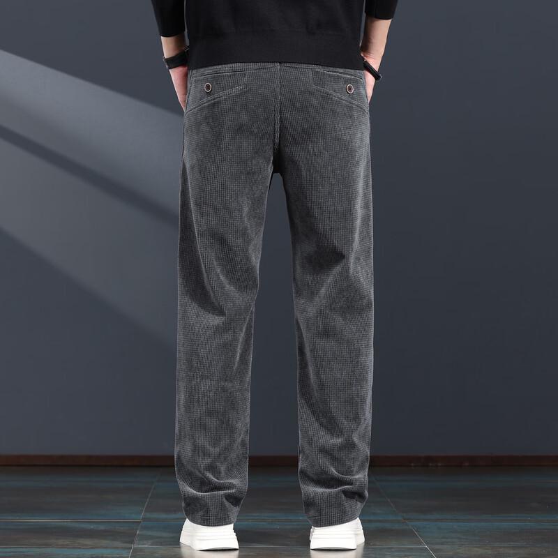 Jie Leinor Men's Waffle Corduroy Straight Casual Pants