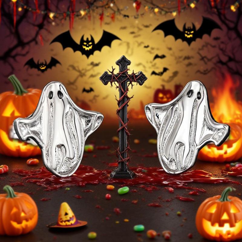 Halloween funny ghost stud earrings girl, minimalist cute fashion accessories TikTok new earrings