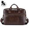 LAOSHIZI Men's Briefcase Male  Genuine Leather Messenger Bag Documents Bag Crossbody Bag