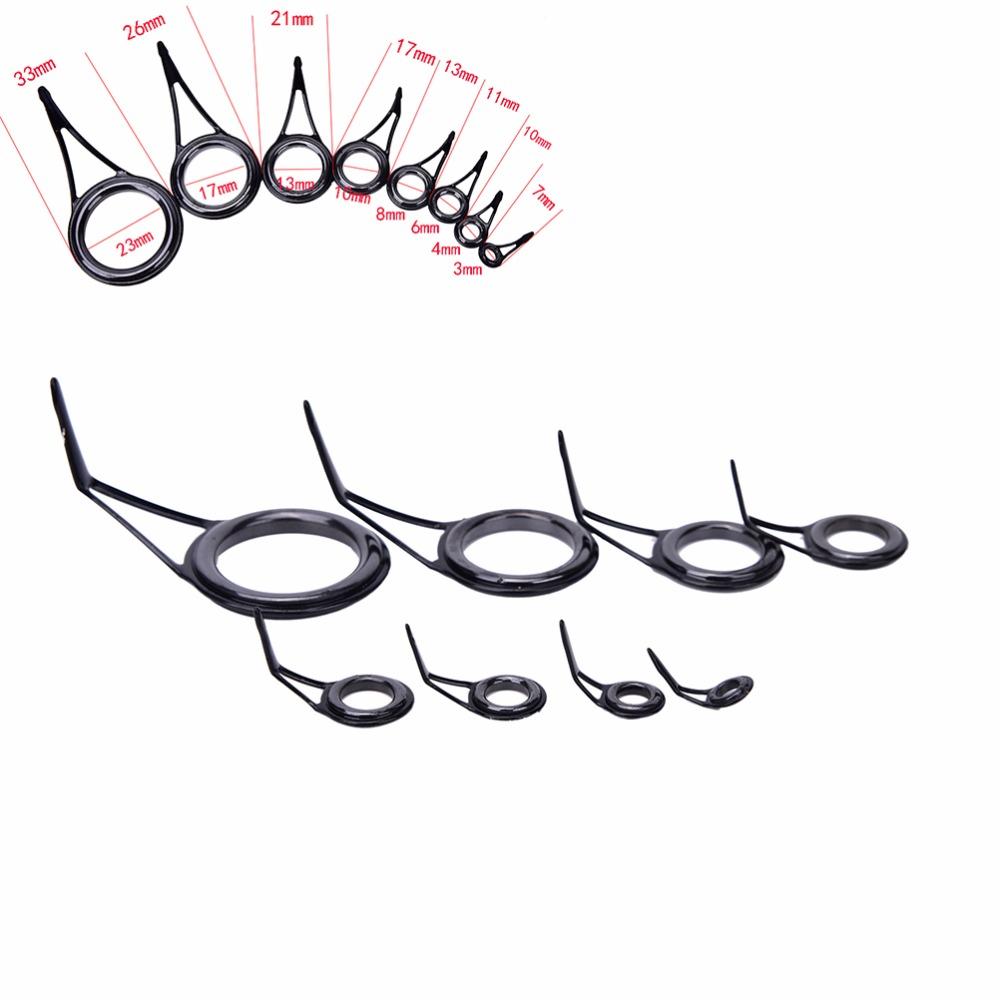 8 PCS 8 Szies Fishing Rod Guide Guides Tip Set Repair Kit DIY Eye Rings Different Size Stainless Steel Frames Free shipping New