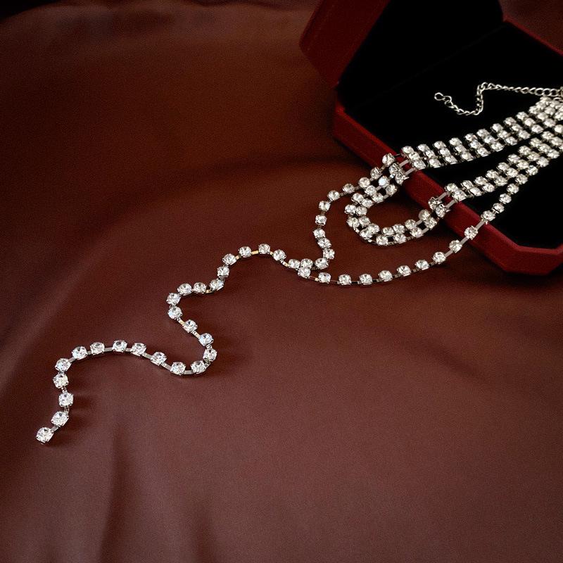 

Роскошное многослойное ожерелье с кисточками из бриллиантов для женщин – Элегантная цепочка на ключицу в европейском и американском стиле