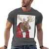 Moose in Leather TShirt Festival Casual Short Sleeve