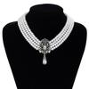 Multilayer Pearl Beaded Bracelet Shiny Necklace Earring Set Temperament Bridal Jewelry Set  Lady