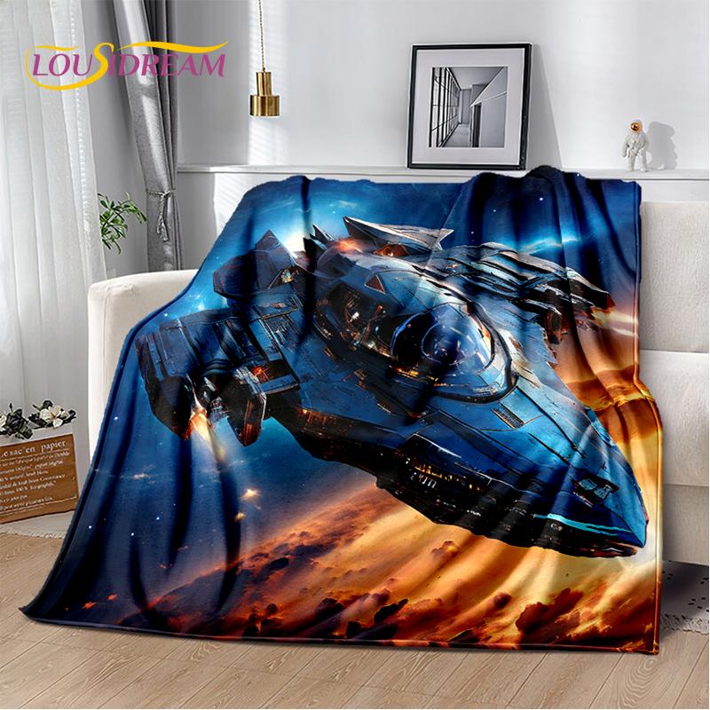 3D Space Spitfire Aircraft  Air Force Jet Fighter Cartoon Blanket,Soft Throw Blanket for Home Bedroom Bed Sofa Cover Child Gift