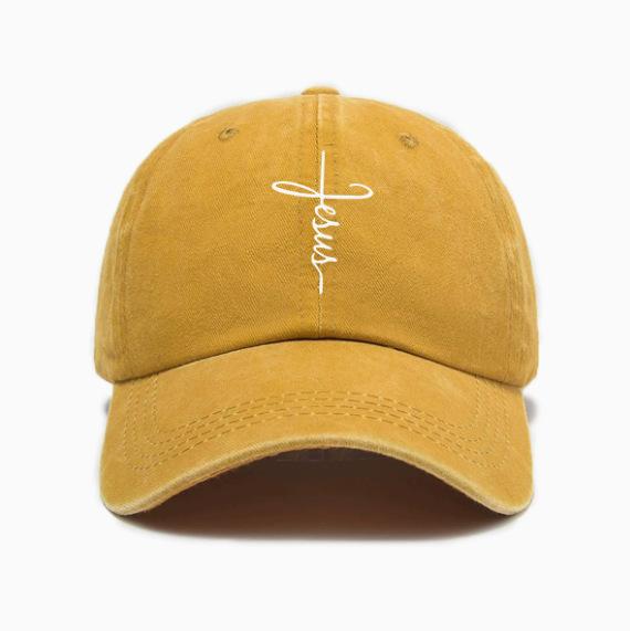 Retro art font printing washed old soft top casual versatile baseball cap unisex hat