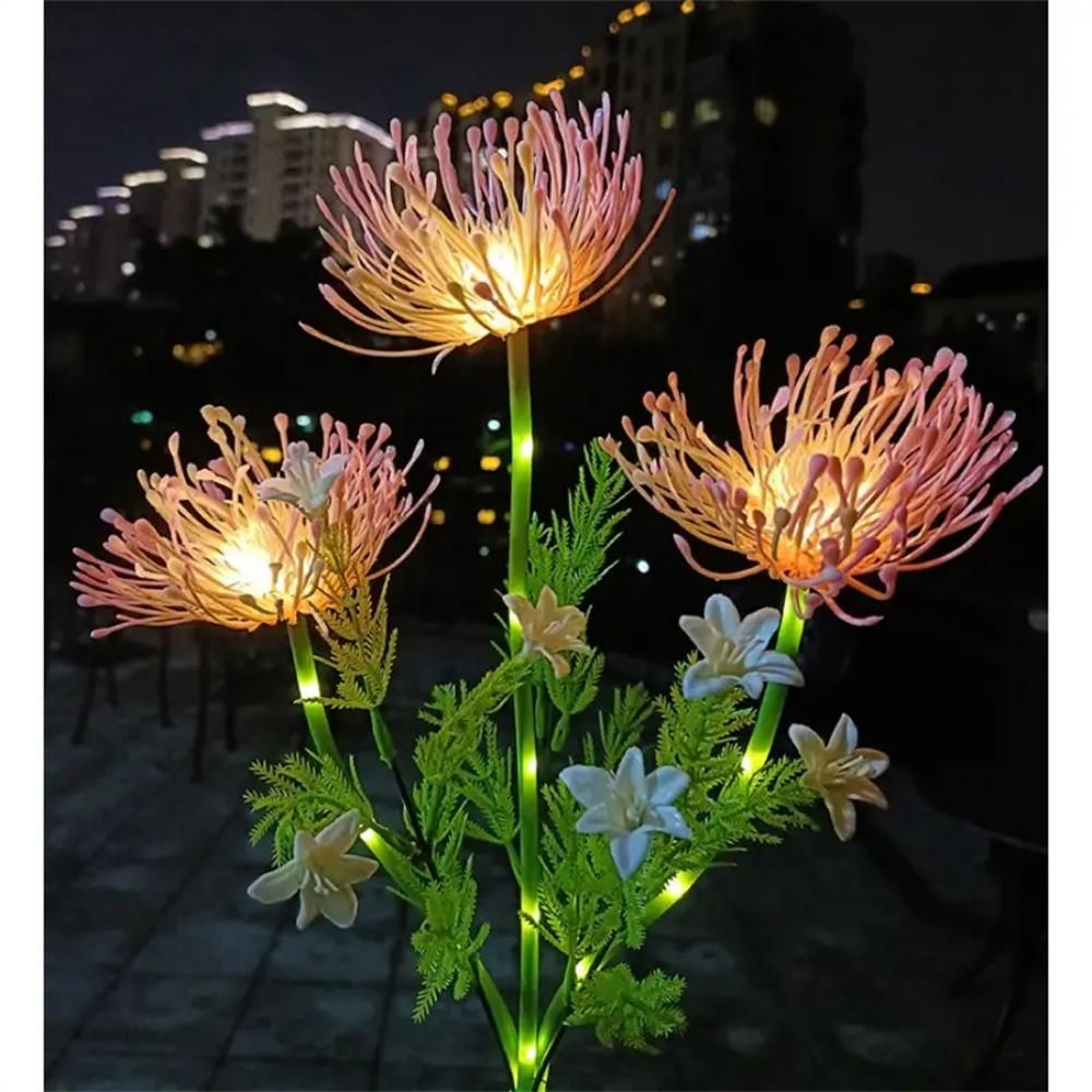1 PC Solar Lycoris Radiata Ground Light, Waterproof Outdoor Garden Lawn Landscape Lamp, Realistic Flower Atmosphere Decor Light 1PC розовый
