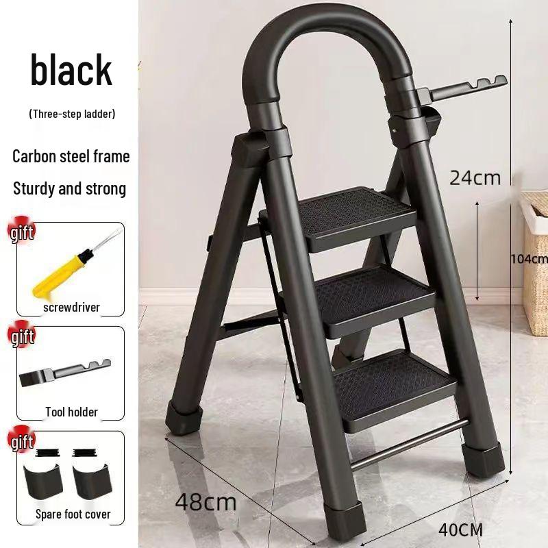 Multi-Functional Telescopic A-Frame Folding Ladder - Thick Carbon Steel Step Ladder for Indoor Use