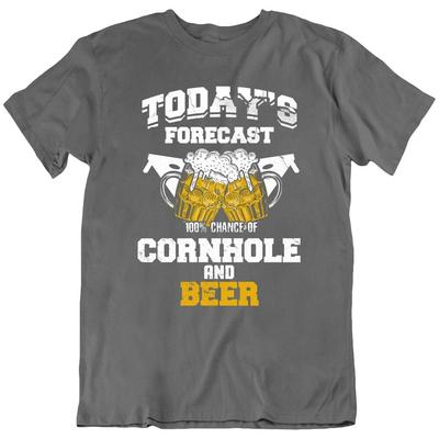 Beer Cornhole Forecast Alcohol Drinking Funny T-Shirt Tee Gift New