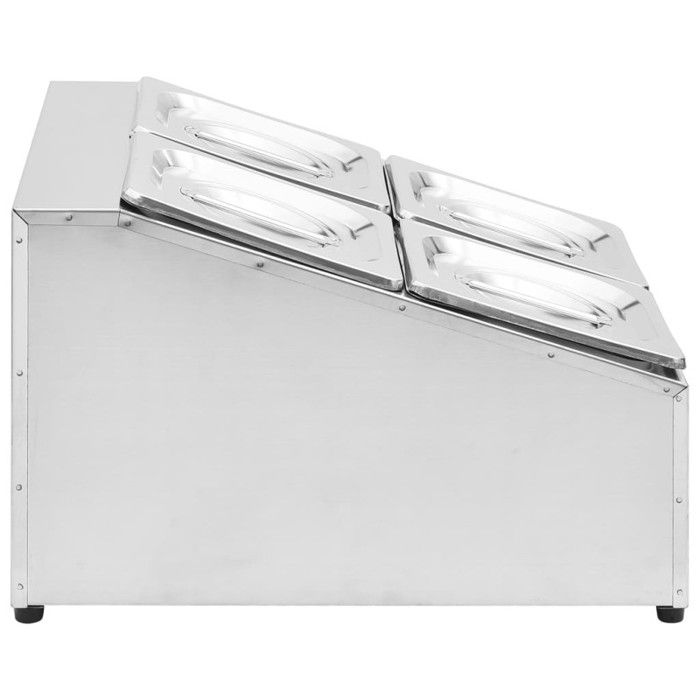 Récipient Gastronorm - vidaXL - GN 1/6 - Acier Inoxydable - 4 Bacs - Couvercles Inclus