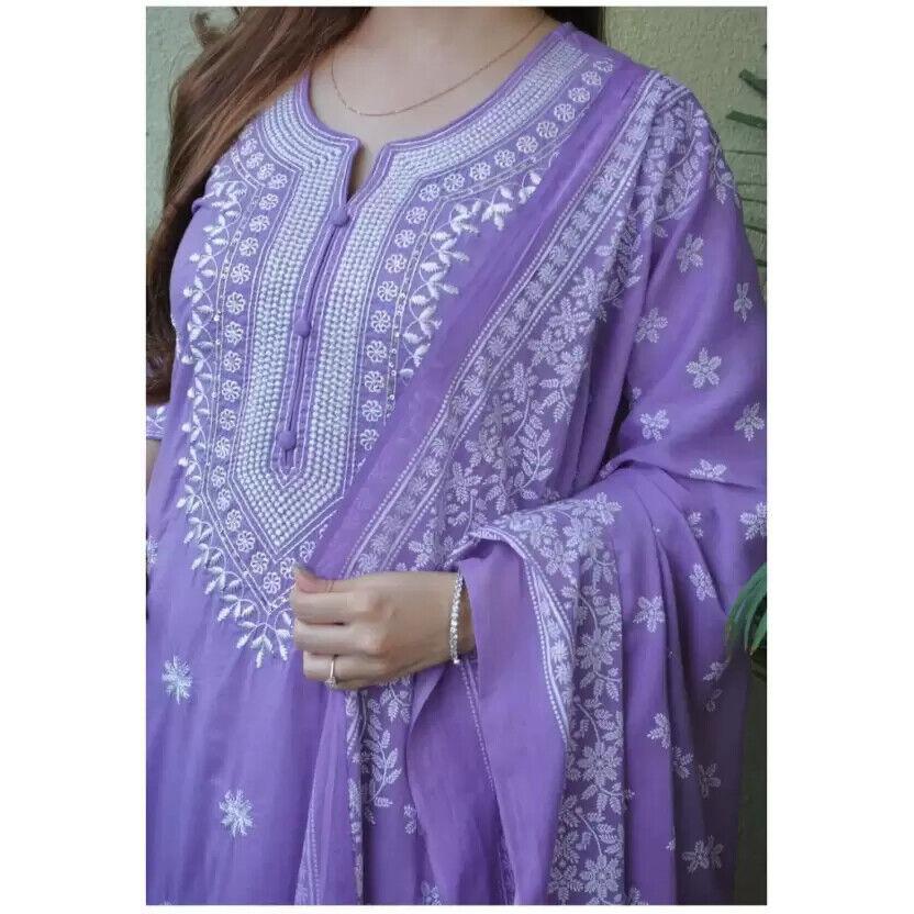 Women Designer Kurta Pant Dupatta Set Bollywood Rayon Top Tunic Kurti Dress VF-109a