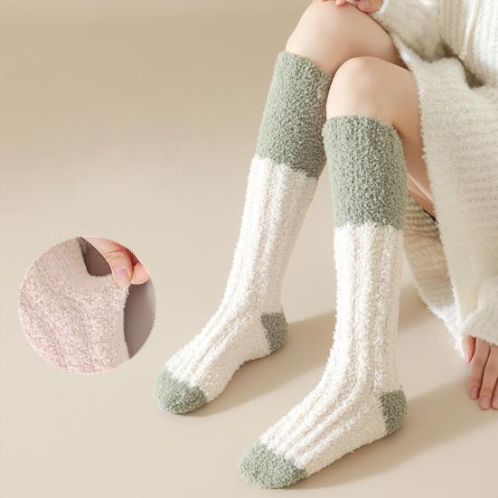 Fuzzy Knee High Socks Women Fluffy Warm Knee Socks Color Socks Leg Warmers Block Thick Winter