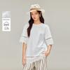 INMAN Women's Embroidered Lace Patchwork Five-Point Sleeve T-shirt