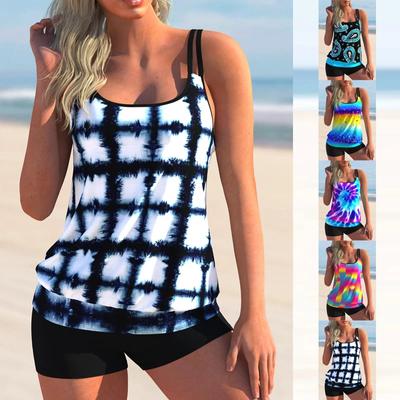 Conjunto de biquíni regata feminino, duas peças, preto e branco, estampa xadrez, sexy, moda praia, tamanho S-6XL