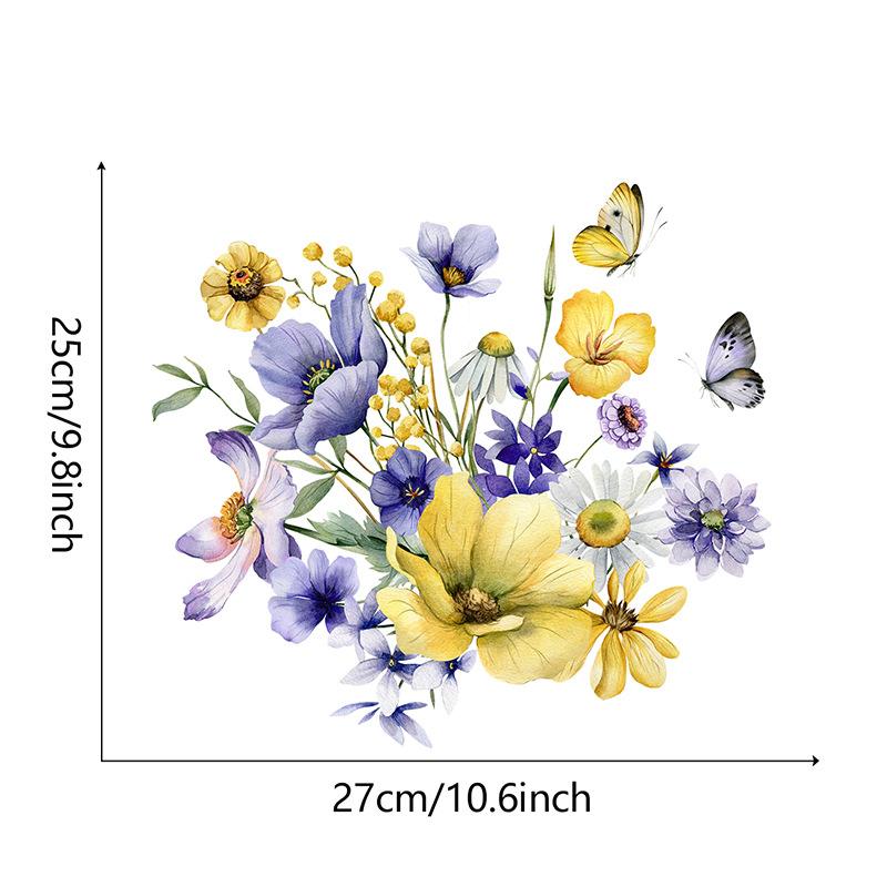 Tropical Green Plants, Flowers and Butterflies Toilet Seat Sticker Bathroom Decor Removable Waterproof Decal