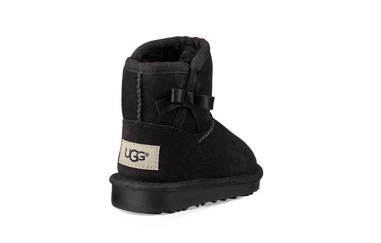 UGG Classic Heritage Entry Cow Split Leather Fleece Lined Snow Boots Kids' Boots Black Children Aged 3 7 Years Old 1118888T-BLK