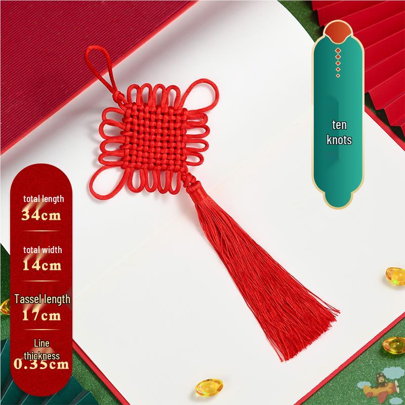 Small Red Chinese Knot Pendant: Good Luck & Wealth Fu Gourd Peace Lover’s Tassel Decoration