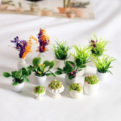 Mini-Pflanzenmodell im Maßstab 1/12 Puppenhäuser Pflanzen Realistische Mikro-Kunststofftöpfe für Puppenhäuser Gartenzubehör Feengarten Terrassendekoration Miniatur