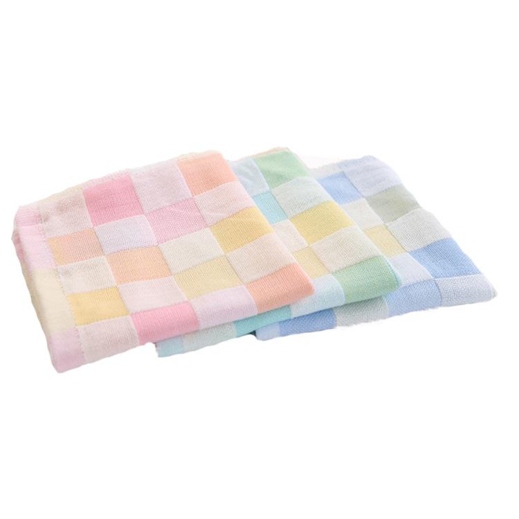Soft Double Gauze Colored Plaid Baby Square Towel