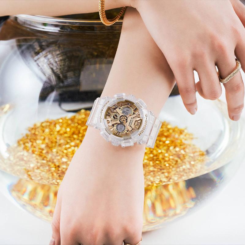 CASIO Women's Liquid Crystal/Analog Dual Display Series Gold Watch GMA-S120SG-7APR