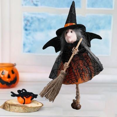 Dekoracja Halloweenowa czarownica Miękka tkanina Spódnica z gazy Mini miotła Czarownica Wypchana lalka Wisząca ozdoba Festiwal Czarownica Figurka Wisiorek Dekoracja Halloween