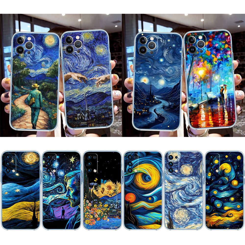 RE55 Starry Night Van Gogh Painting Phone Case for Motorola Moto Edge 20 30 40 50 S30 Fusion Ultra Pro Neo Lite + G200 G23