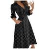 Fashion Women's Casual Lapel Printed Seven-Part Sleeve Dress Long Dress