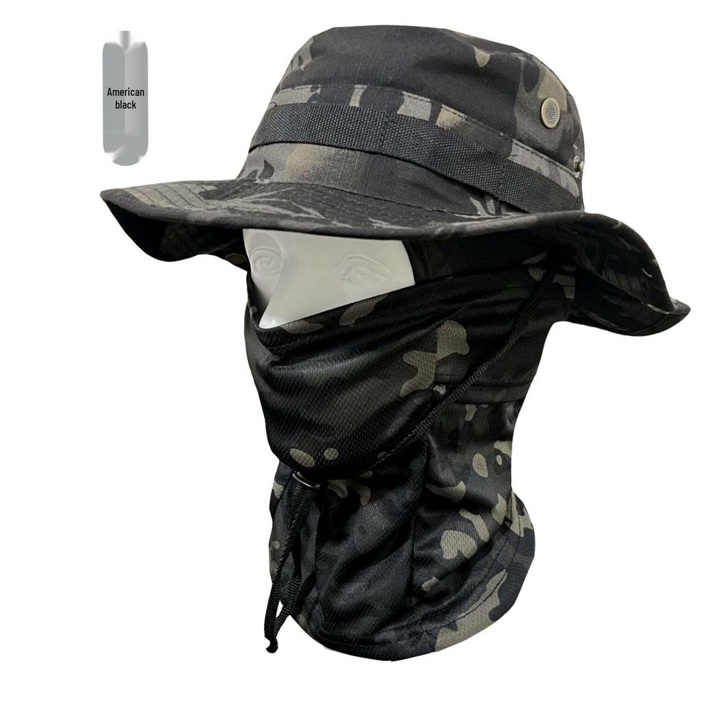 Outdoor Sonnenschutz Camouflage Hut & Sturmhauben Set: Winddicht, Sonnenschutz für Bergsteigen, Angeln & Radfahren