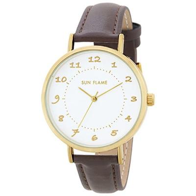 J-AXIS Damen MJG-B26-BR (Damen Sun Flame) Runde Uhr aus brauner Legierung, analog