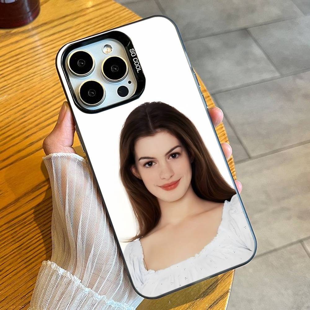 Actor Anne H-Hathaway-y White Queen Phone Case For iPhone 16 17 15 14 12 13 Pro Max Black Color Shockproof Cover