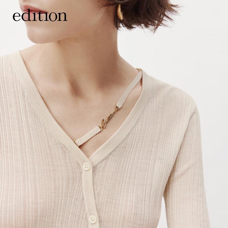 Edition Women's Detachable Ribbon Silk Wool Knitted Cardigan