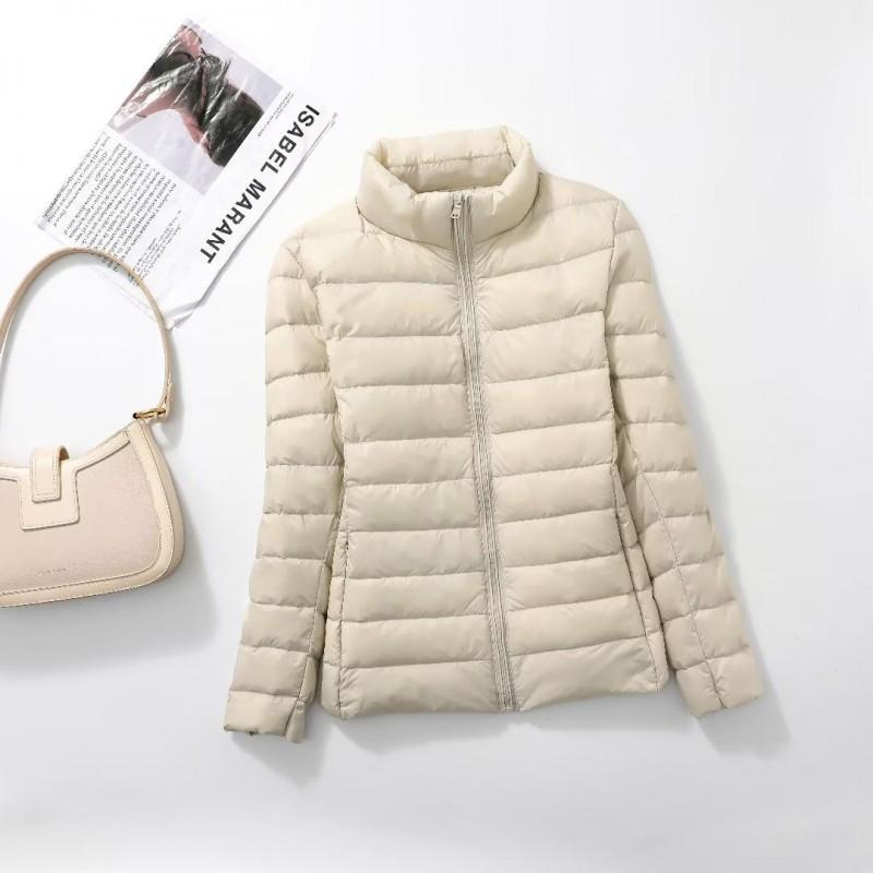 Womens Lightweight Short Down Jacket Plus Size Stand Collar White Duck Warm Coat
