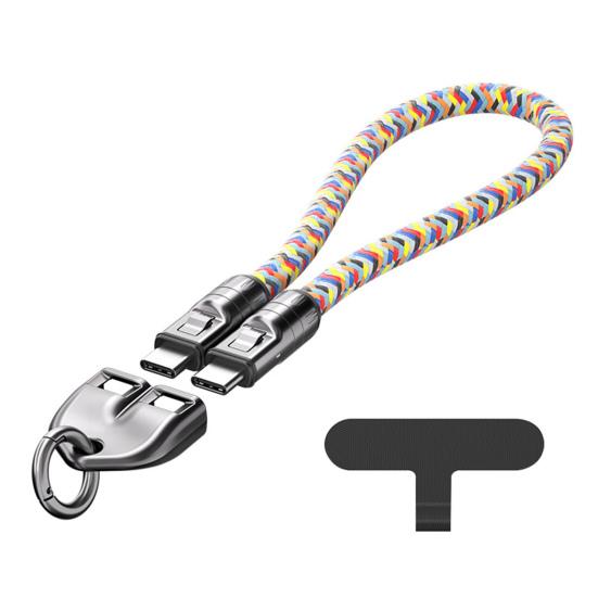 

C to C 240W Charging Cable 2-in-1 Cell Phone Lanyard Wearable Bracelet Portable 5A Fast Charging USB-C Data Cable for Smartphones Tablets Laptops 30cm