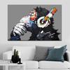 Modern Graffiti Art Animal Poster Print Trend Gorilla Monkey Listening To Music Canvas Painting  for Living Room Home Wall Decor