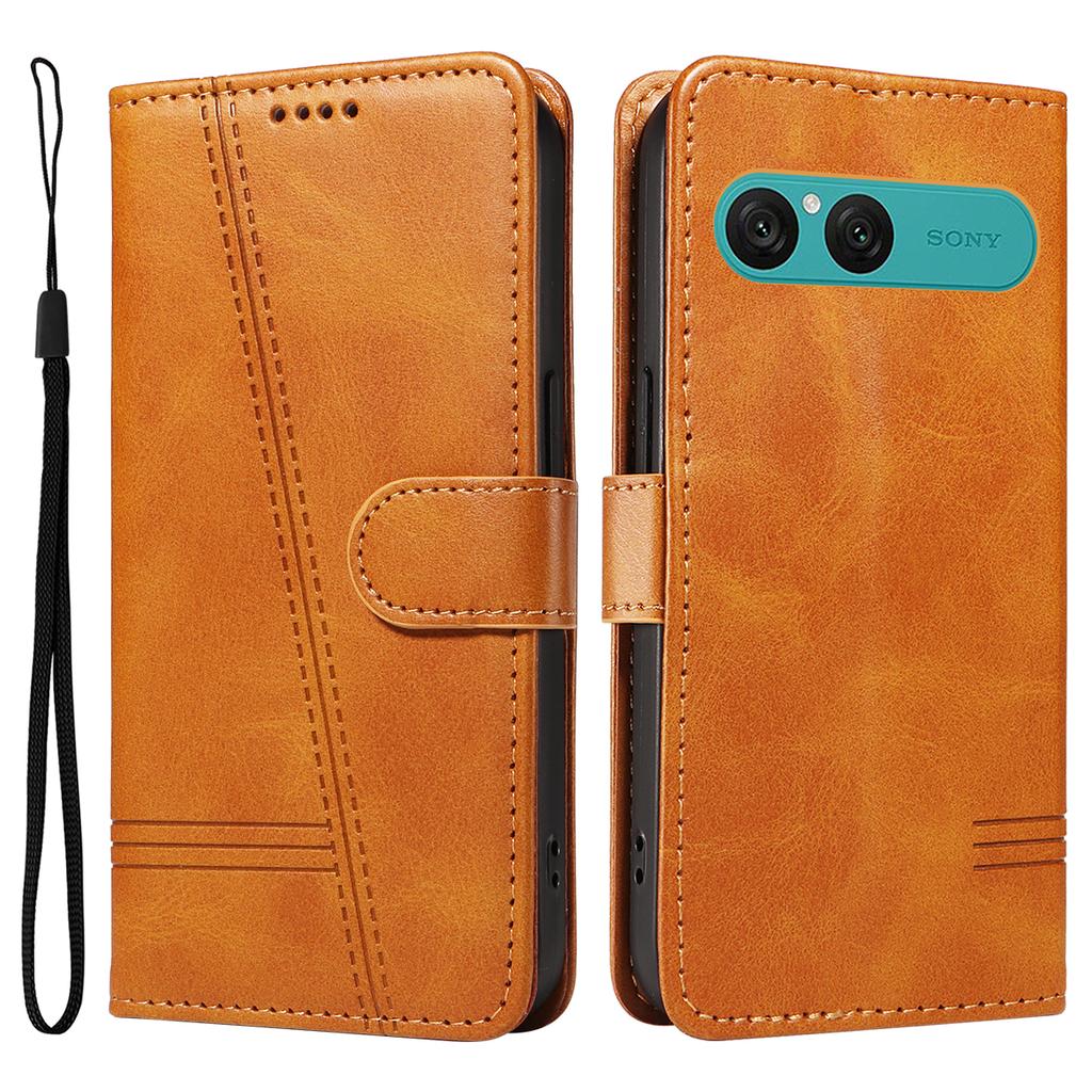 For Sony Xperia 10 VII Wallet Case T-Shape Lines Leather Phone Cover Stand