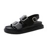 One-word Buckle with Silver Sandals Women's New Summer Beach Versatile Thick-soled Cool Slippers