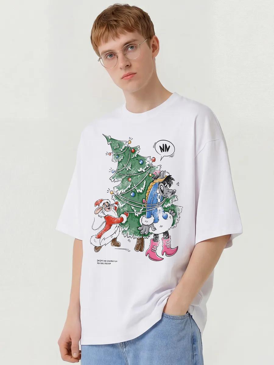 Oversized New Year T-shirt with Soyuzmultfilm print 4XL