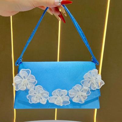 Florale Handtasche, Modische Umhängetasche, Perlen-Clutch-Tasche, Schlichte Tasche für Bankett und Abendessen