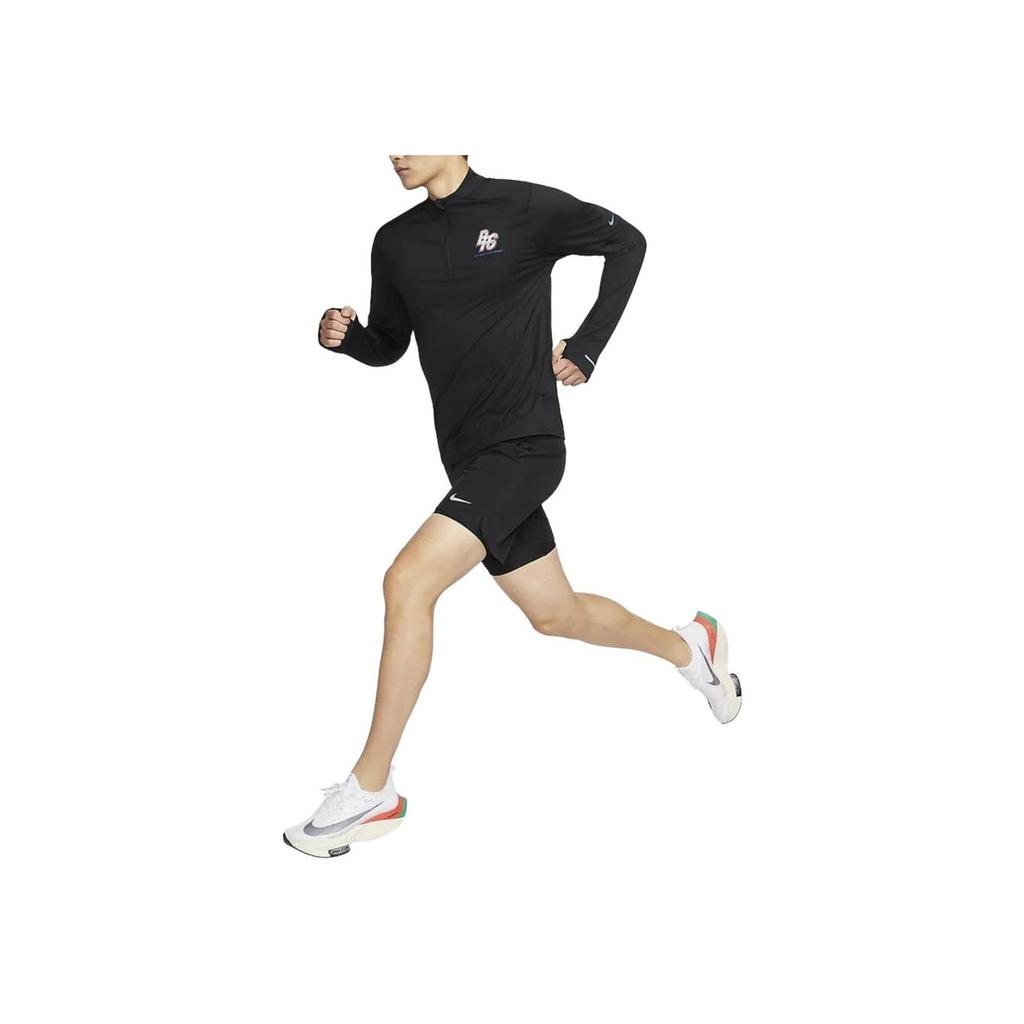 Nike Dri-FIT Letter Stand Collar Half-Zip Quick-Dry Running Leisure Long Sleeve T-Shirt Men Tops Black FN3300-010