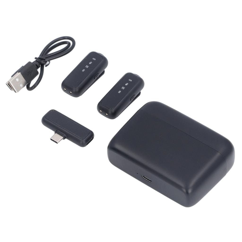 2pcs Wireless Lavalier Microphone with Charging Case Clip On Lapel Microphone Wireless for Video Recording Vlogging