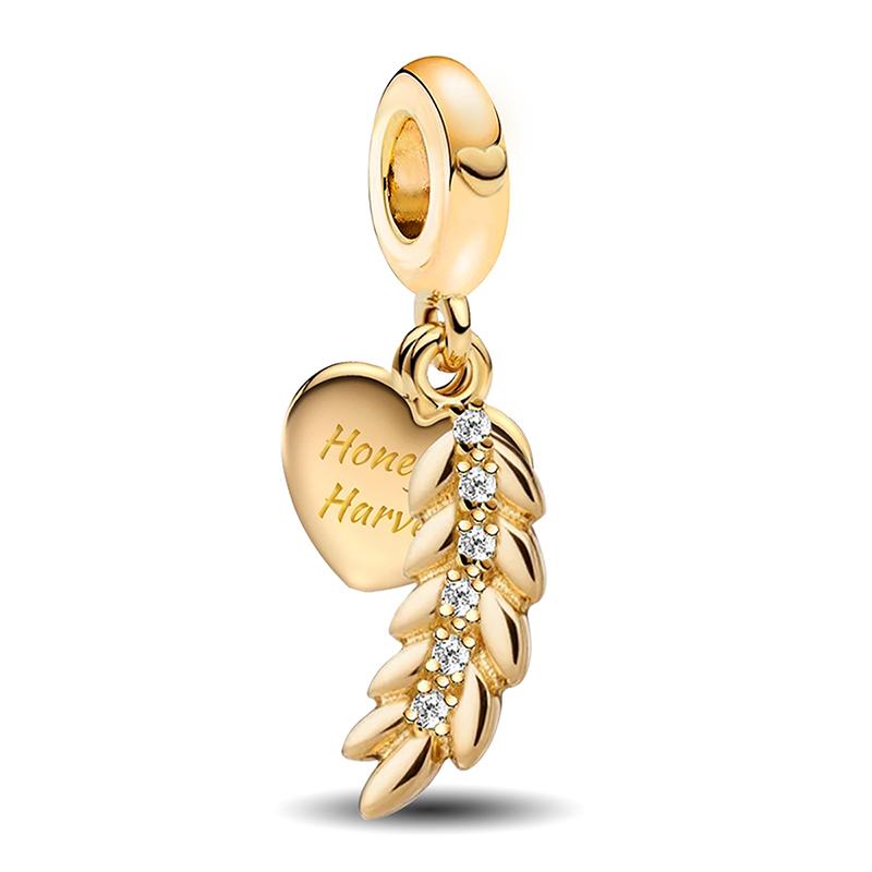 Copper Warm Maple Leaf Squirrel Golden Autumn Series Bead Fit Diy Bracelet Making Gift Of High Quality Jewelry