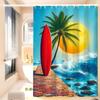 Beach Scenery Shower Curtain Bath Curtain Print Polyester Fabric Waterproof Bathroom Curtains With Hooks Bath Screen