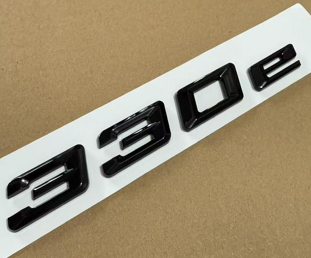 ABBY1 1X New Style ABS Chrome Gloss Black 320e 330e Letters Trunk Lid Badges Emblems Emblem Badge Sticker