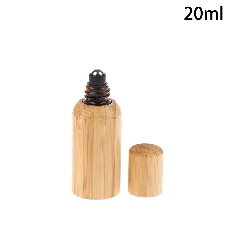 1 Pcs 10/20/30/50/100ml Bamboo Glass Roll On Bottle With Lid For Essential Oils Refillable Perfume Bottles With Roller Ball