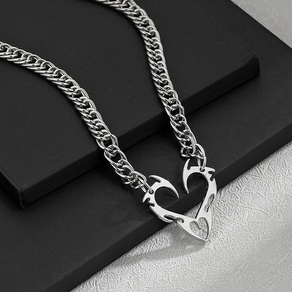 Fashion Sweet Cool Hip Hop Hollow Flame Love Necklace Personality Creative Pendant Accessories Women