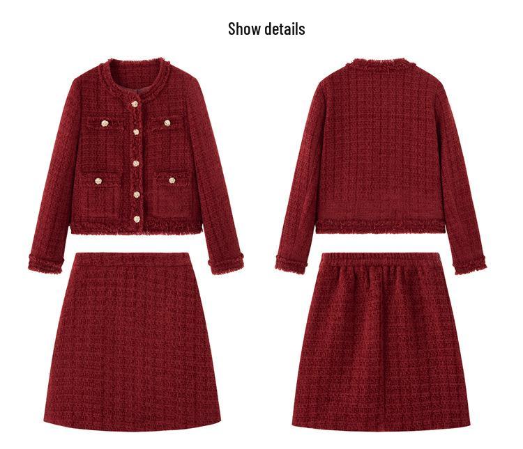 Autumn/Winter 2026 French Tweed Fringe Two-Piece Set with 35% Wool