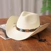 Panama Hat Beach Hat British Wide Brim Top Hat Temperament Men's and Women's Card Vacation Straw Cowboy Hat