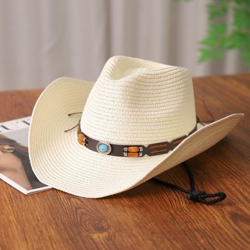 Panama Hat Beach Hat British Wide Brim Top Hat Temperament Men's and Women's Card Vacation Straw Cowboy Hat
