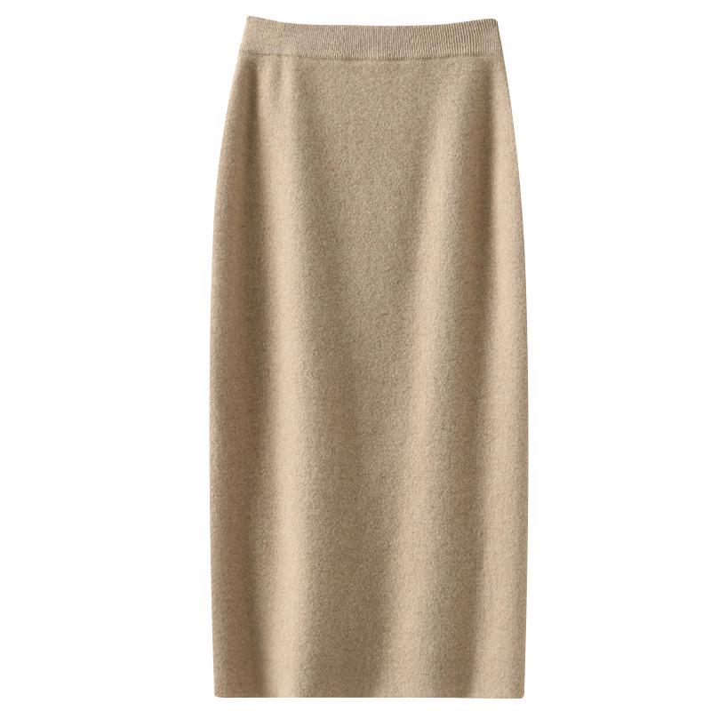 Women's High Waist Wool Knit Bodycon Midi Skirt for Autumn/Winter