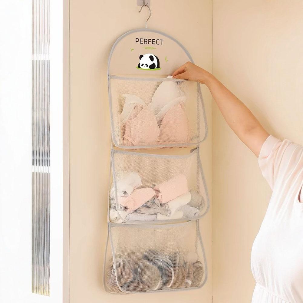Large Capacity Storage Net Dormitory Wardrobe, Socks Underwear Hanging Bag Multilayer Breathable Mesh Pocket Door Storage Bags